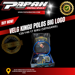 VELG KINGU POLOS BIG LOGO UKURAN 120/140-17 BIRU (SEPASANG)